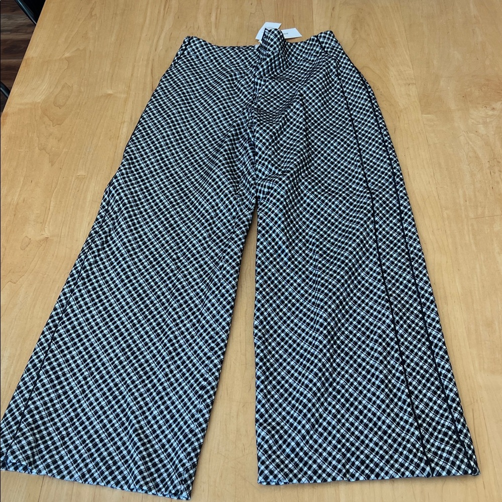 SPANX Black & White Gingham Wide-Leg Pants